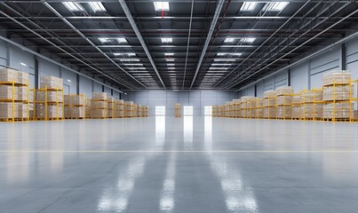 Empty warehouse in logistic center,Warehouse for storage and distribution centers, Generative AI