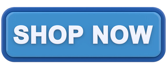 Shop now button. 3D illustration.