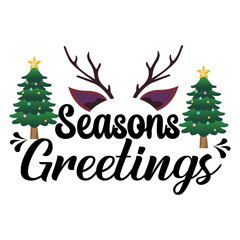 Naklejka na ściany i meble Christmas T-shirt Design. Seasons greetings.