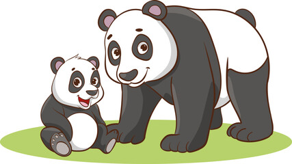 vector illustration of mother panda and baby panda © serkan
