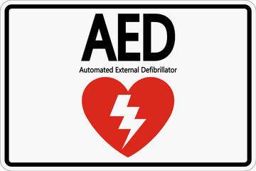 Face Adhesive AED Sign Symbol,label icon on white background - obrazy, fototapety, plakaty