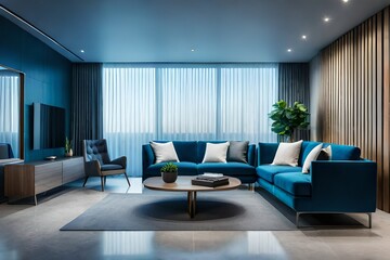 Obraz na płótnie Canvas modern luxury aesthetics style living room in blue tone