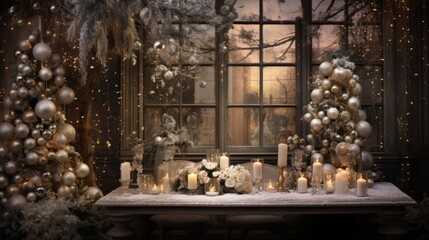Elegant Christmas holiday setting with intricate and festive decorations