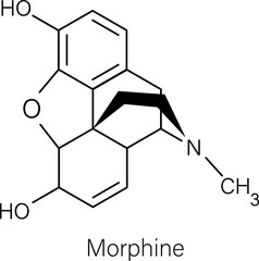Fototapeta premium Formula of chemical structure of Modafinil, Cocaine, Morphine, Heroin.