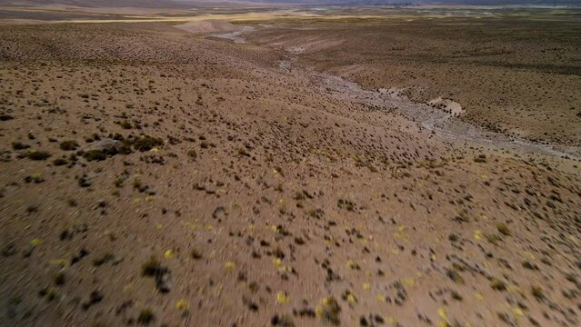 Aerial view of Lauca National Park, Chile - reveal, drone shot
