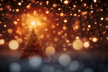 Fototapeta na wymiar Glowing and radiant Christmas elements illuminating the tree decoration background