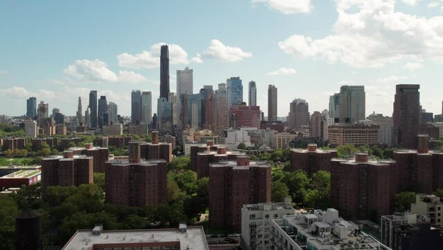 Large Housing Projects in Brooklyn, NY, 4K drone shot.