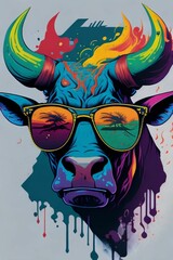 A detailed illustration of a Bull for a t-shirt design, wallpaper, and fashion