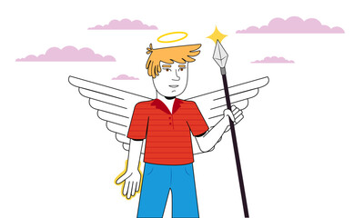 Ángel Protector Lanza Divina Ángel Guerrero Mano Luz Cielo Divinidad