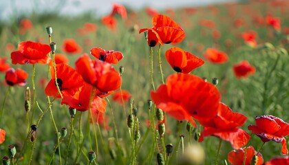Obraz premium field of poppies Ai generative