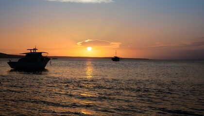 Fototapeta na wymiar sunset at the sea Ai 6