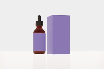 Dropper bottle mockup image with box