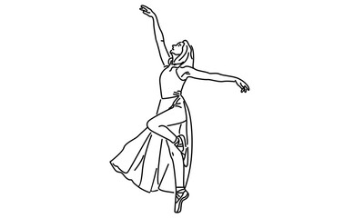 line art of woman ballet dancer