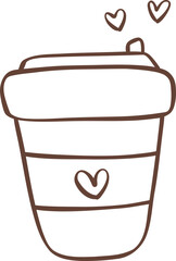 cute takeaway coffee cup outline doodle cartoon drawing