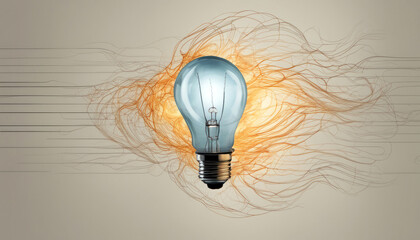 Electric bulb with a burning spiral filament abstract - obrazy, fototapety, plakaty
