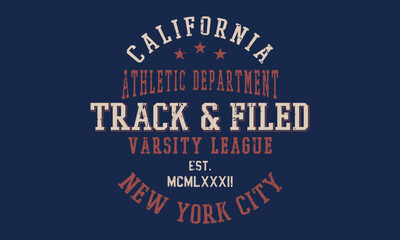 Track and field design typography vector illustration for apparel tee shirt ,vector
