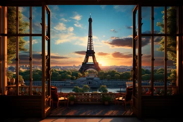 Türaufkleber Paris beautiful romantic view of paris eiffel tower