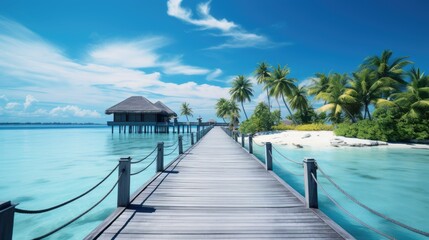 Fototapeta premium Beautiful Maldives travel destination. Generative AI