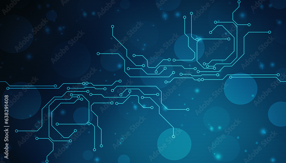 Poster abstract futuristic circuit board illustration, circuit board with various technology elements. circ
