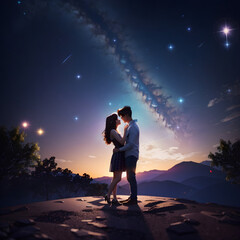 Fototapeta premium couple kissing in the desert