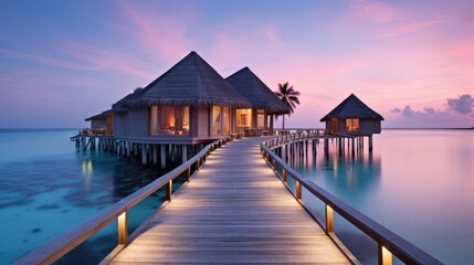 Beautiful Maldives travel destination. Generative AI - obrazy, fototapety, plakaty