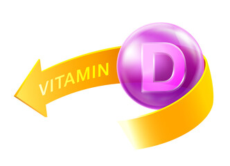 Vitamin D icon label for ads isolated on white background. Eps vector file.