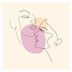 Abstract simple woman face vector illustration. Continuous line drawing.