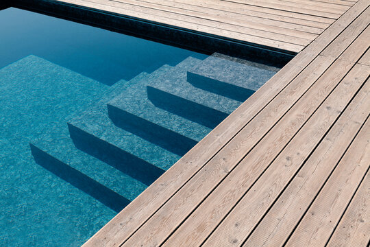 Scalette sott'acqua nell'angolo - piscina
