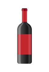 Wine bottle isolated on white background. Flat vector illustration