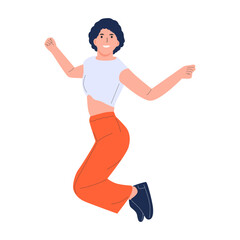vector illustration of a happy jumping person