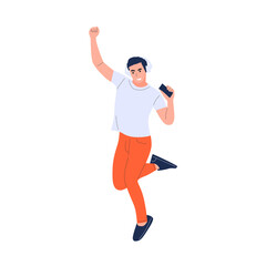 vector illustration of a happy jumping person
