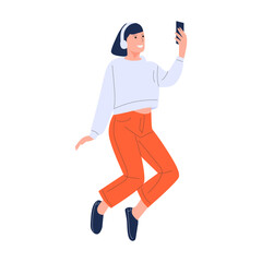 vector illustration of a happy jumping person