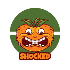 orange fruit logo mascot illustration design with cool and funny expression