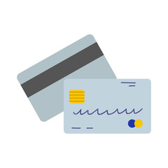 Credit card. Plastic card. Hand drawn shopping card.  White isolated background. Vector illustration.