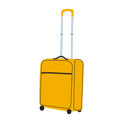 Yellow flat style suitcase. Beautiful suitcase. Travel accessory. Luggage. White isolated background. Vector illustration.