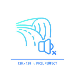 2D pixel perfect gradient soundproof road gradient icon, isolated vector, soundproofing blue thin line illustration.