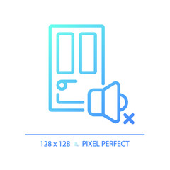 2D pixel perfect gradient soundproof door gradient icon, isolated vector, soundproofing blue thin line illustration.