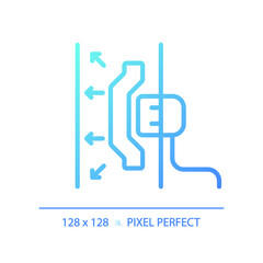 2D pixel perfect gradient soundproof material gradient icon, isolated vector, soundproofing blue thin line illustration.
