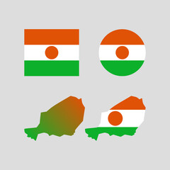 Niger national map and flag vectors set....