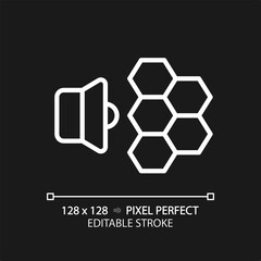 2D pixel perfect editable soundproof wallpaper white icon, isolated vector, soundproofing thin line illustration.