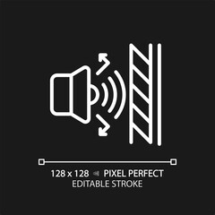 2D pixel perfect editable soundproof layer white icon, isolated vector, soundproofing thin line illustration.