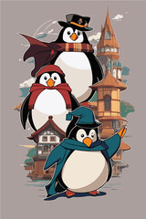 penguin with christmas ball