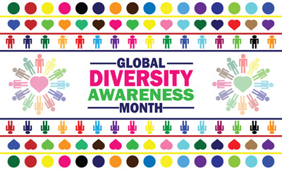 Vector illustration of Global Diversity Awareness Month observed in October each year. Suitable for greeting card, poster and banner