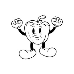 Vegetable, peppers cartoon characters. Hand drawn doodles of comic mascot. 70s retro vibes. kawaii food