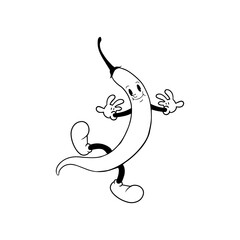 Vegetable cartoon characters. Hand drawn doodles of comic mascot. 70s retro vibes. kawaii food