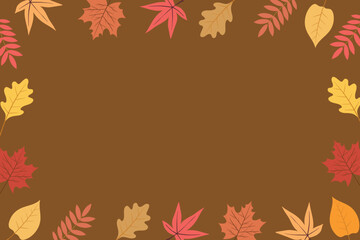 Naklejka na ściany i meble Vector background of autumn foliage. Autumn leaves. Hand drawn autumn wallpaper for cards, flyers, posters, banners, cover design, invitation cards, prints and wall art. Back to school. Vector