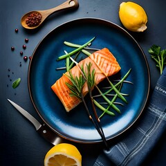 salmon steak with lemon and parsley Generator by using AI Technology