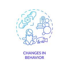 2D gradient changes in behavior blue thin line icon concept, isolated vector, illustration representing behavioral therapy.