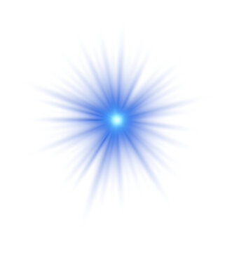 Blue  Glow Star. Light glowing effect.