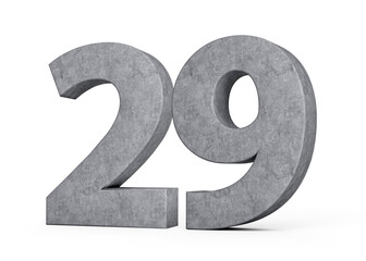 3d Concrete Number twenty nine 29 Digit Made Of Grey Concrete Stone On White Background 3d Illustration